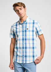 Meska Koszula Lee Button Down SS Stream Ecru Plai 112363688