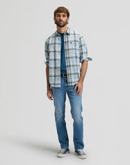 MESKA KOSZULA LEE LEESURE SHIRT CONCRETE GRAY PLAID 112376583