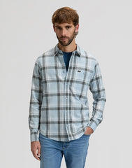 MESKA KOSZULA LEE LEESURE SHIRT CONCRETE GRAY PLAID 112376583