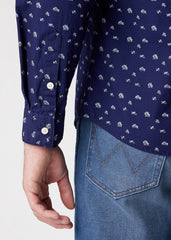 MĘSKA KOSZULA MATERIAŁOWA WRANGLER LS 1PKT SHIRT INDIGO W5D0N4452 112130102