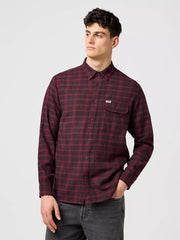 Męska Koszula Wrangler 1 Pkt Flannel Shirt Black Wine 112371522