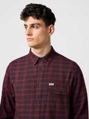 Męska Koszula Wrangler 1 Pkt Flannel Shirt Black Wine 112371522
