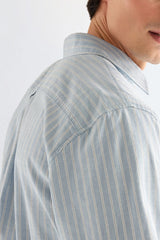 Męska Koszula Wrangler 1 Pkt Shirt Blue Stripe 112378486