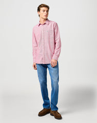 Meska Koszula Wrangler 1 Pkt Shirt Red Oxford 112362540