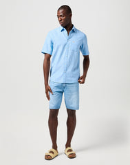 Meska Koszula Wrangler Ss 1 Pkt Shirt Pacific Blue 112362731