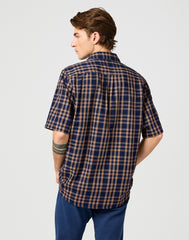Koszula Męska Wrangler SS 1 Pkt Shirt Raw Umber Indigo 112362734