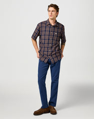 Koszula Męska Wrangler SS 1 Pkt Shirt Raw Umber Indigo 112362734
