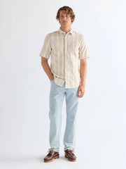 MESKA KOSZULA WRANGLER SS SHIRT BROWN WHITE 112378581