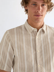 MESKA KOSZULA WRANGLER SS SHIRT BROWN WHITE 112378581