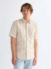 MESKA KOSZULA WRANGLER SS SHIRT BROWN WHITE 112378581