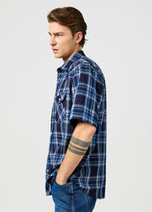 Meska Koszula Wrangler Ss Western Shirt Flamingo Indigo 112362947