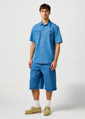 Meska Koszula Wrangler Ss Western Shirt Mid Wash 112362743