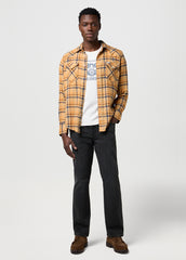 Meska Koszula Wrangler Western Shirt Brown Blue 112372456