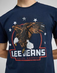 Męska Koszulka Lee Essential Graphic Tee Rivet Navy 112372360