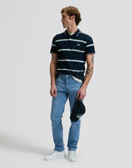 Męska Koszulka Lee Pique Polo Lime Ice Navy Stripe 112376485