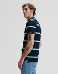 Męska Koszulka Lee Pique Polo Lime Ice Navy Stripe 112376485