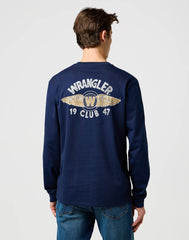 Męska Koszulka Wrangler LS Americana Tee Navy 112371469