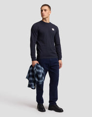 MĘSKI LONGSLEEVE LEE LS WOVEN LABEL TEE NAVY 112387316