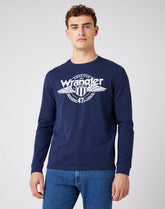 MĘSKI LONGSLEEVE WRANGLER LS AMERICANA TEE NAVY W7J5D3114 112141548