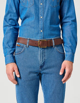 Męski Pasek Klamra Wrangler Full Grain Belt Dark Brown 112358072