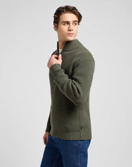 Męski Sweter Lee Clean Half Zip Knit Olive Gray 112370539