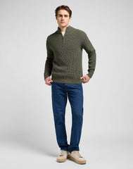 Męski Sweter Lee Clean Half Zip Knit Olive Gray 112370539