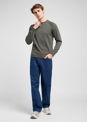 Męski Sweter Lee Clean Raglan Sweater Olive Gray 112370537