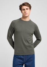 Męski Sweter Lee Clean Raglan Sweater Olive Gray 112370537