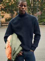 MĘSKI SWETER LEE HEAVY TURTLE NECK RIVET NAVY 112370542