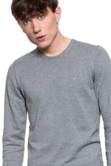 Męski Sweter Mustang Basic C-neck Jumper Mid Grey Melange 1006812 4140
