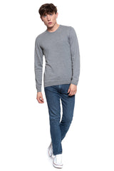 Męski Sweter Mustang Basic C-neck Jumper Mid Grey Melange 1006812 4140