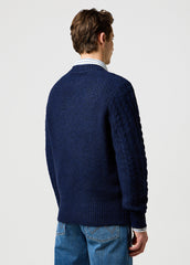 Męski Sweter Wrangler Cable Knit Sweater Denim Heather 112371654