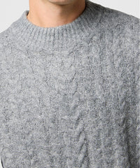 MESKI SWETER WRANGLER CABLE KNIT SWEATER GREY HEATHER 112371666