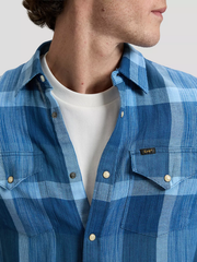 MĘSKIE KOSZULA LEE CLEAN WESTERN SHIRT INDIGO PLAID 112376567