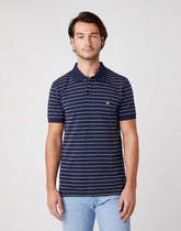 Męskie Polo Wrangler SS YD Stripe Navy W7ALKD114 112131349