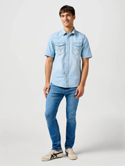 MESKIE SPODNIE WRANGLER LARSTON HERITAGE HAZE 112362457