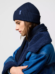 MĘSKIE ZESTAW ZIMOWY WRANGLER SCARF BEANIE SET DARK NAVY 112372439