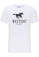 Mustang Alex C Print Męski T-Shirt Koszulka Logo Tee General White 1015051 2045