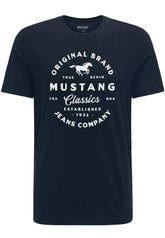 Mustang Alex C Print Męski T-Shirt Koszulka Logo Tee Dark Sapphire 1015052 4136