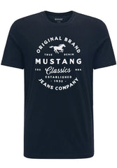 Mustang Alex C Print Męski T-Shirt Koszulka Logo Tee Dark Sapphire 1015052 4136