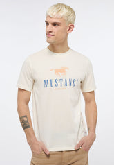 T-Shirt Męski Mustang Alex C Print Nadruk Logo Pristine 1013808 8001