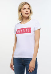 T-Shirt Damski Mustang Alina C Logo Nadruk General White 1013220 2045