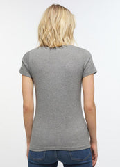 T-Shirt Damski Mustang Alina C Logo Koszulka Light Grey Melange 1013220 4141
