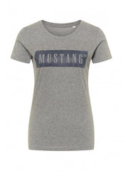 T-Shirt Damski Mustang Alina C Logo Koszulka Light Grey Melange 1013220 4141