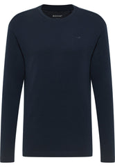 Mustang Arlington Męski Longsleeve Koszulka z Długim Rękawem Logo Dark Sapphire 1015674 4136