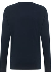 Mustang Arlington Męski Longsleeve Koszulka z Długim Rękawem Logo Dark Sapphire 1015674 4136