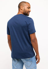 Mustang Austin Męski T-Shirt Koszulka Logo z Nadrukiem Dress Blues 1014927 5334