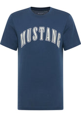 Mustang Austin Męski T-Shirt Koszulka Logo z Nadrukiem Dress Blues 1014927 5334