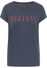 MUSTANG Alina C Logo Tee Damski T-shirt Koszulka Blue Nights 1013222 4085