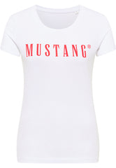 MUSTANG Alina C Logo Tee Damski T-shirt Koszulka General White 1013222 20451